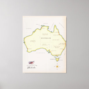 Impressão Em Tela Mapa ilustrado da Austrália