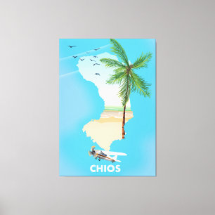 Impressão Em Tela Mapa ilustrado da Grécia Chios.