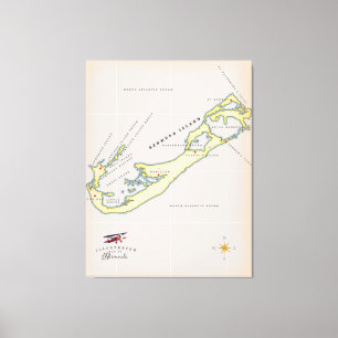 Impressão Em Tela Mapa ilustrado das Bermudas