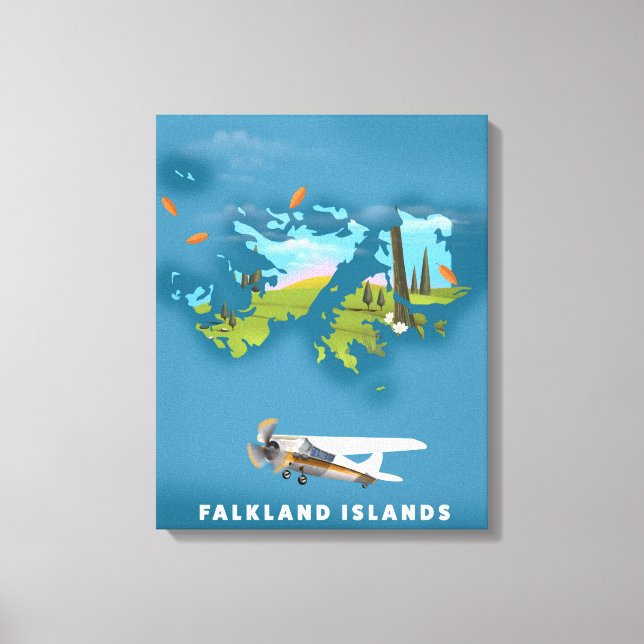 Impressão Em Tela Mapa ilustrado das ilhas Falkland (Frente)