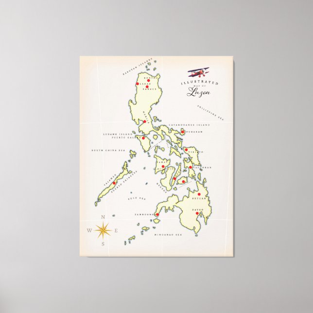 Impressão Em Tela Mapa ilustrado de Luzon Filipinas mapa (Frente)