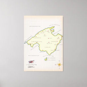 Impressão Em Tela Mapa ilustrado de Mallorca