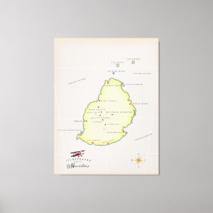 Impressão Em Tela Mapa ilustrado de Maurícia