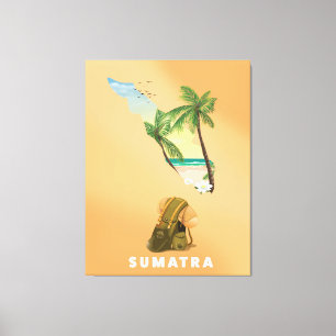 Impressão Em Tela Mapa ilustrado de Sumatra pôster de viagem