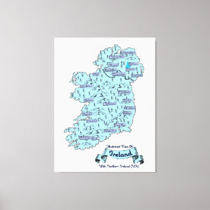 Impressão Em Tela Mapa ilustrado de viagens da Irlanda