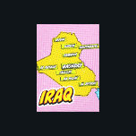 Impressão Em Tela Mapa Ilustrado do Iraque de pop Art<br><div class="desc">Este mapa visualmente impressionante do Iraque é uma fusão da geografia e da arte pop. Cores negros, imagens icônicas, e tipografia brincalhona se juntam para criar uma peça única e cativante.</div>
