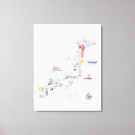 Impressão Em Tela Mapa Ilustrado do Japão