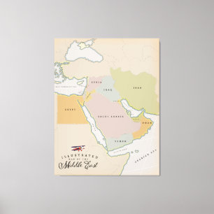 Impressão Em Tela Mapa ilustrado do Oriente Médio.