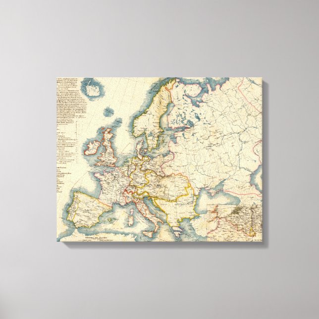 Impressão Em Tela Mapa Industrial Comercial da Europa (Frente)