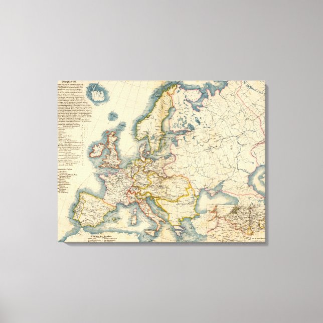 Impressão Em Tela Mapa Industrial Comercial da Europa (Frente)