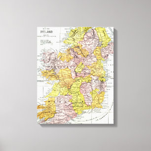 Impressão Em Tela MAPA: IRELAND, c1890