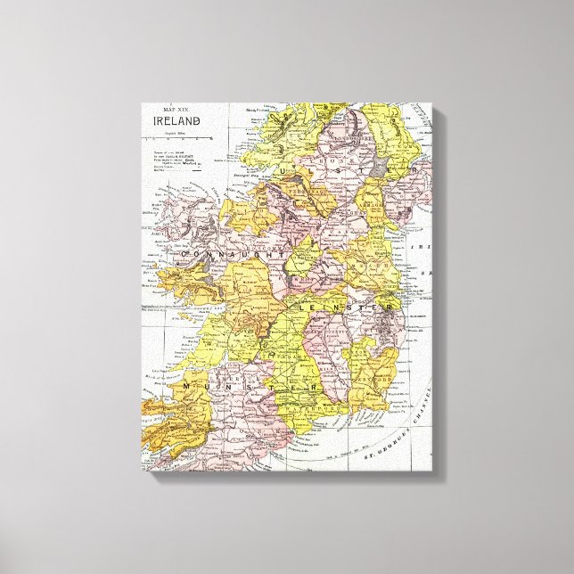 Impressão Em Tela MAPA: IRLANDA, c1890 (Frente)