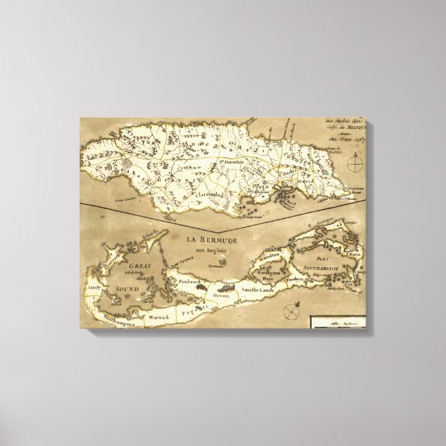 IMPRESSÃO EM TELA MAPA: JAMAICA, 1767 (Frente)