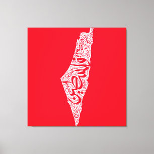 Impressão Em Tela Mapa livre da Palestina e bandeira ف ل س ط ي ن