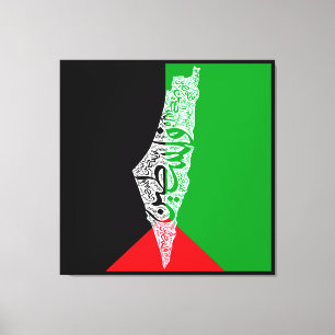 Impressão Em Tela Mapa livre da Palestina e bandeira ف ل س ط ي ن