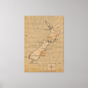 Impressão Em Tela Mapa meteorológico da Nova Zelândia