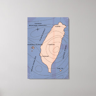 Impressão Em Tela Mapa meteorológico estilo retrô de Taiwan