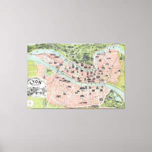 Impressão Em Tela Mapa monumental Garnier Freres Paris 1894 de Lyon