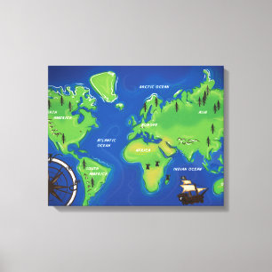 Impressão Em Tela Mapa Mundial