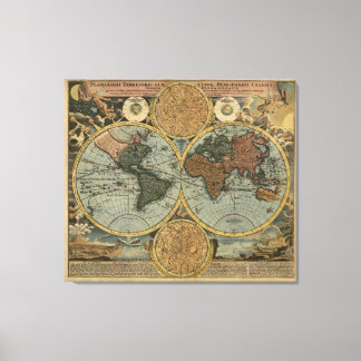 Impressão Em Tela Mapa Mundial Antiquado por Johann Baptist Homann,