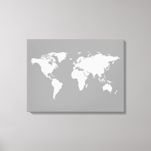 Impressão Em Tela mapa mundial branco das cinzas (Frente)