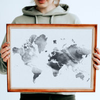 Mapa Mundial da Cor Branca Moderna da Negra