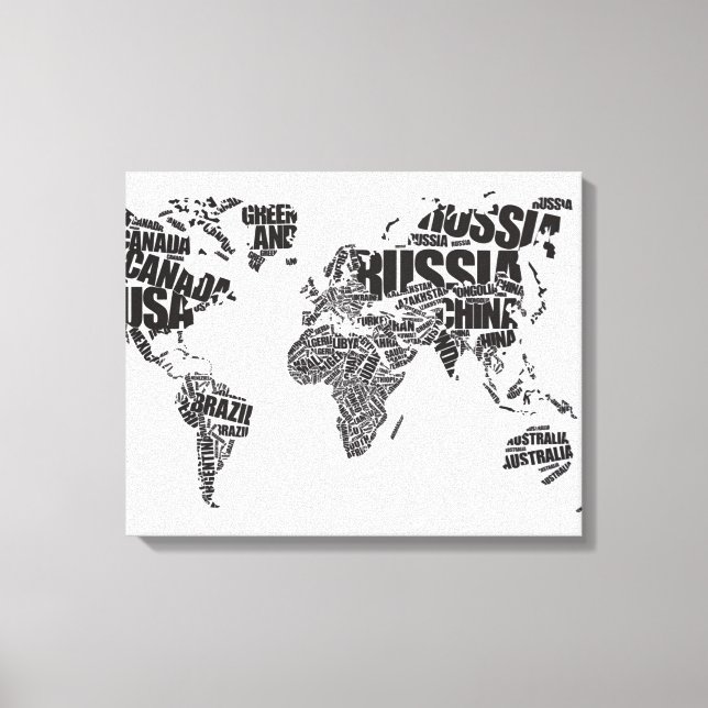 Impressão Em Tela Mapa Mundial da Tipografia (Frente)