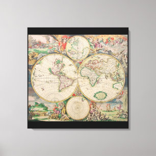 Impressão Em Tela Mapa Mundial da Viagens vintage Clássica