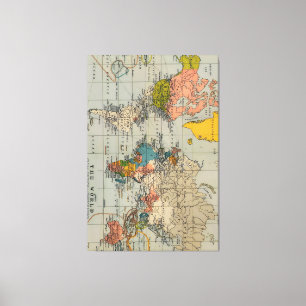 Impressão Em Tela mapa mundial de vintage