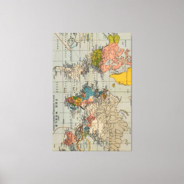 Impressão Em Tela mapa mundial de vintage (Frente)