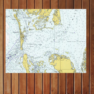 Impressão Em Tela Mapa náutico do vintage de Florida do porto de