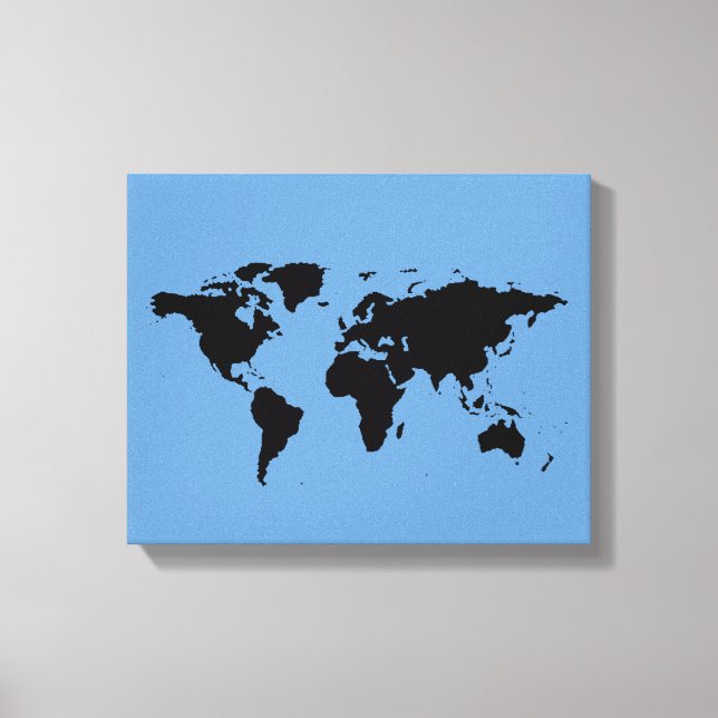 Impressão Em Tela mapa negro mundial em azul (Frente)