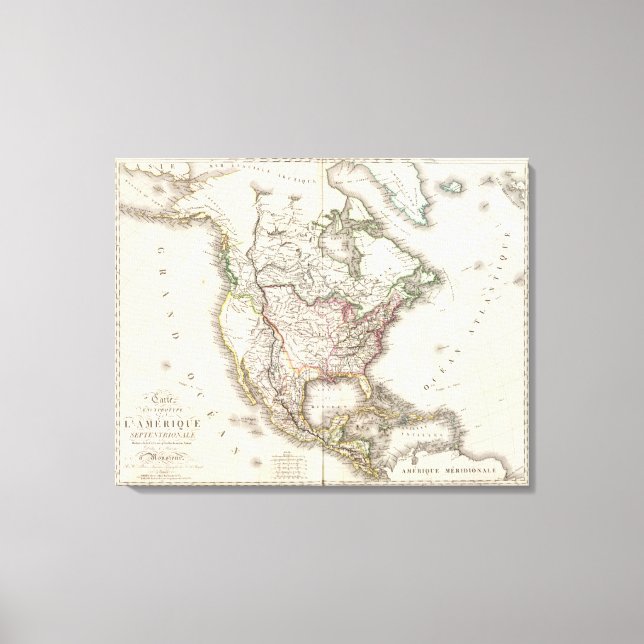 Impressão Em Tela Mapa norte-americano gravado (Frente)