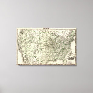 Impressão Em Tela Mapa novo da estrada de ferro dos Estados Unidos 3