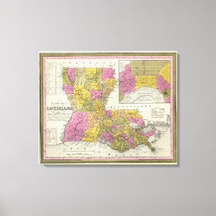 Impressão Em Tela Mapa novo de Louisiana 2