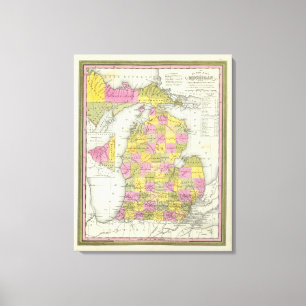 Impressão Em Tela Mapa novo de Michigan 2