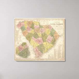 Impressão Em Tela Mapa novo de South Carolina