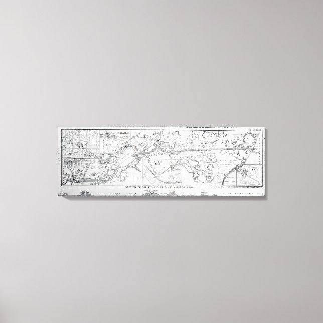 Impressão Em Tela Mapa Oficial do Canal Marítimo de Suez do Wyld (Frente)