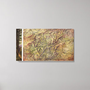 Impressão Em Tela Mapa Panorâmico da Carolina do Norte Ocidental