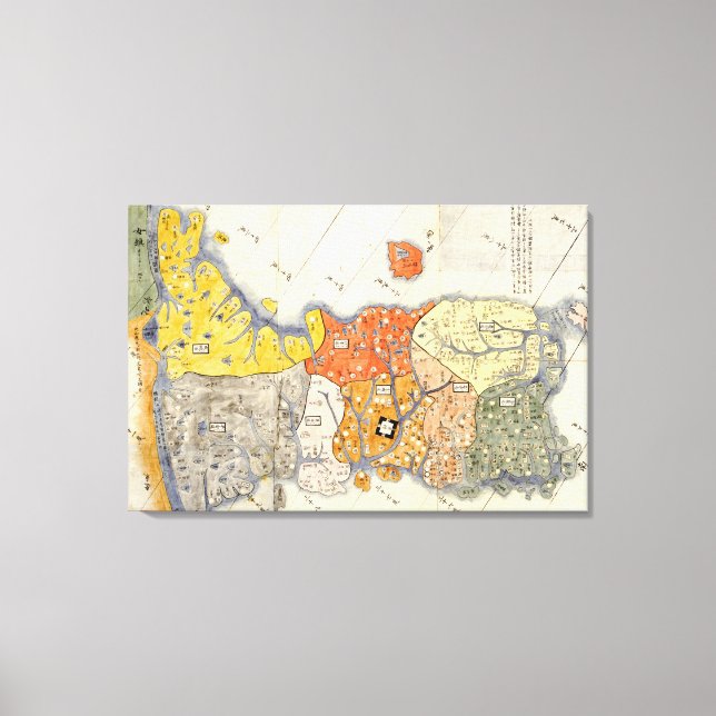 Impressão Em Tela Mapa Panorâmico da Coreia do Norte e do Sul (Frente)