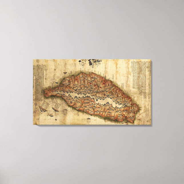 Impressão Em Tela Mapa Panorâmico de TaiwanTaiwan (Frente)