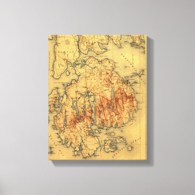 Impressão Em Tela Mapa Panorâmico do Parque Nacional de Lafayette (Frente)