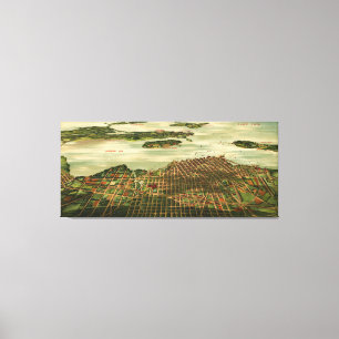 Impressão Em Tela Mapa Pictórico de Vintage de Sandusky Ohio (1898)