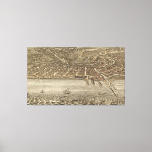 Impressão Em Tela Mapa pictórico do vintage de Cleveland (1877)