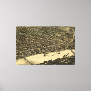 Impressão Em Tela Mapa pictórico do vintage de Little Rock (1887)