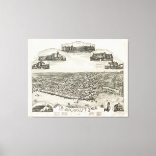 Impressão Em Tela Mapa pictórico do vintage de Narragansett RI