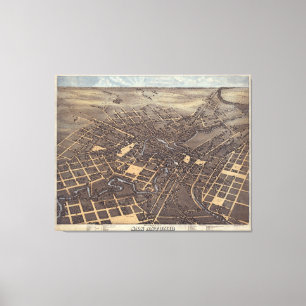 Impressão Em Tela Mapa pictórico do vintage de San Antonio TX (1873