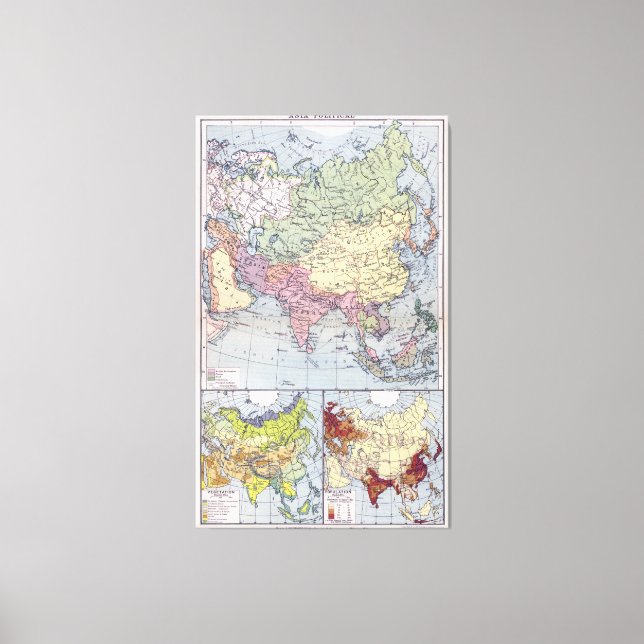 Impressão Em Tela Mapa político | Ásia (Frente)