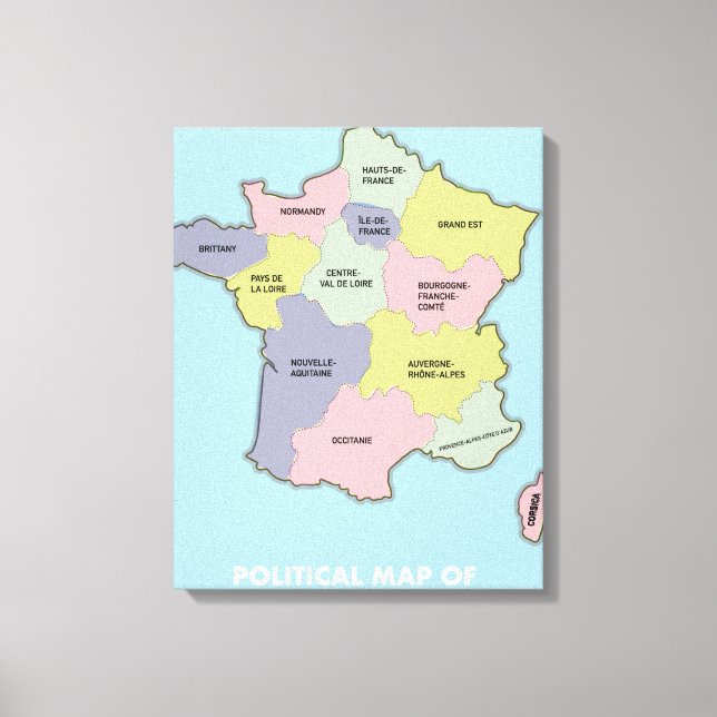Impressão Em Tela Mapa político da França (Frente)