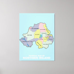 Impressão Em Tela Mapa Político da Irlanda do Norte.